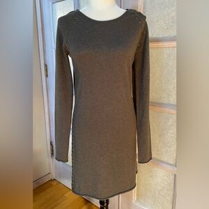 Zadig & Voltaire Green Sweater Dress with Brass Details.